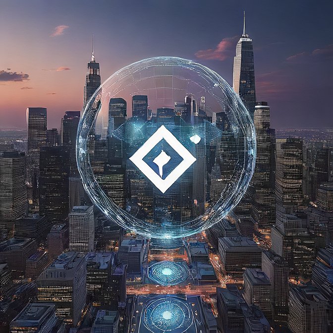 A futuristic illustration depicting Ripple's XRP logo glowing at the center, surrounded by abstract digital assets and blockchain network visuals. The background features towering Wall Street skyscrapers, financial charts with upward trends, and a digital ETF ticker display, all under a bright, optimistic skyline. The color palette includes shades of blue, silver, and green, symbolizing innovation and growth in the cryptocurrency landscape.